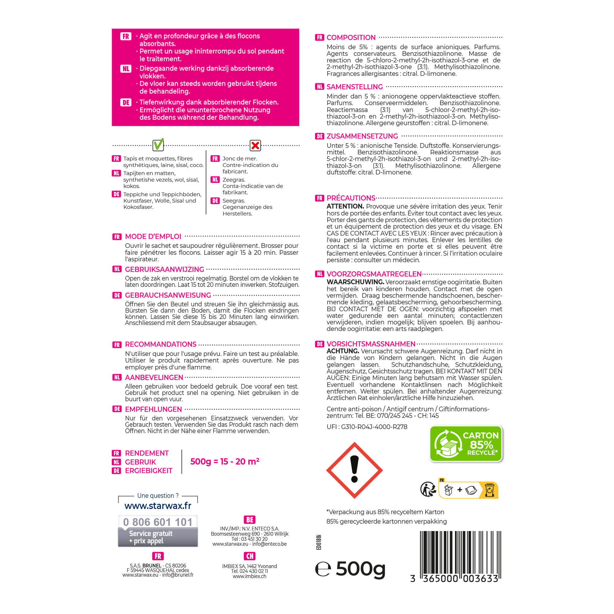 Nettoyant STARWAX À sec spécial tapis et moquette, 0.5L, 500g - 4