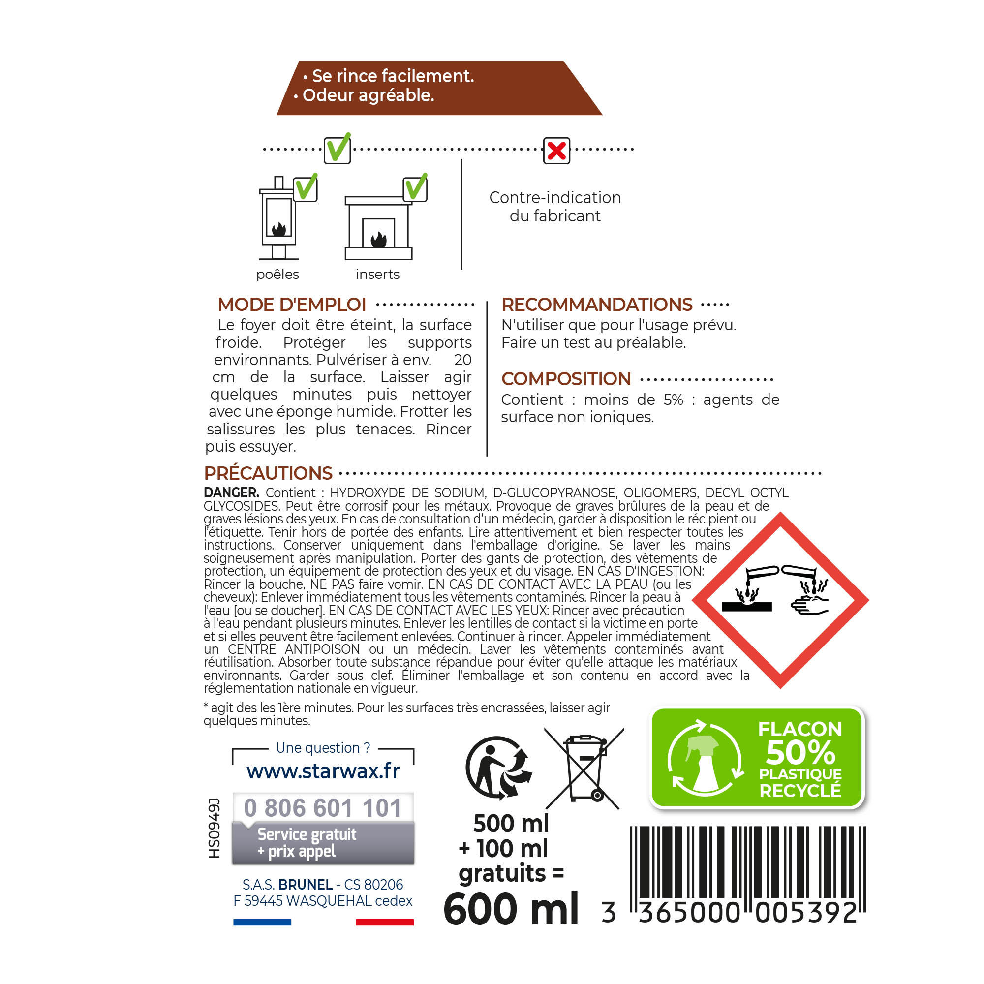 Nettoyant STARWAX Express spécial insert cheminée, 0.6L - 4