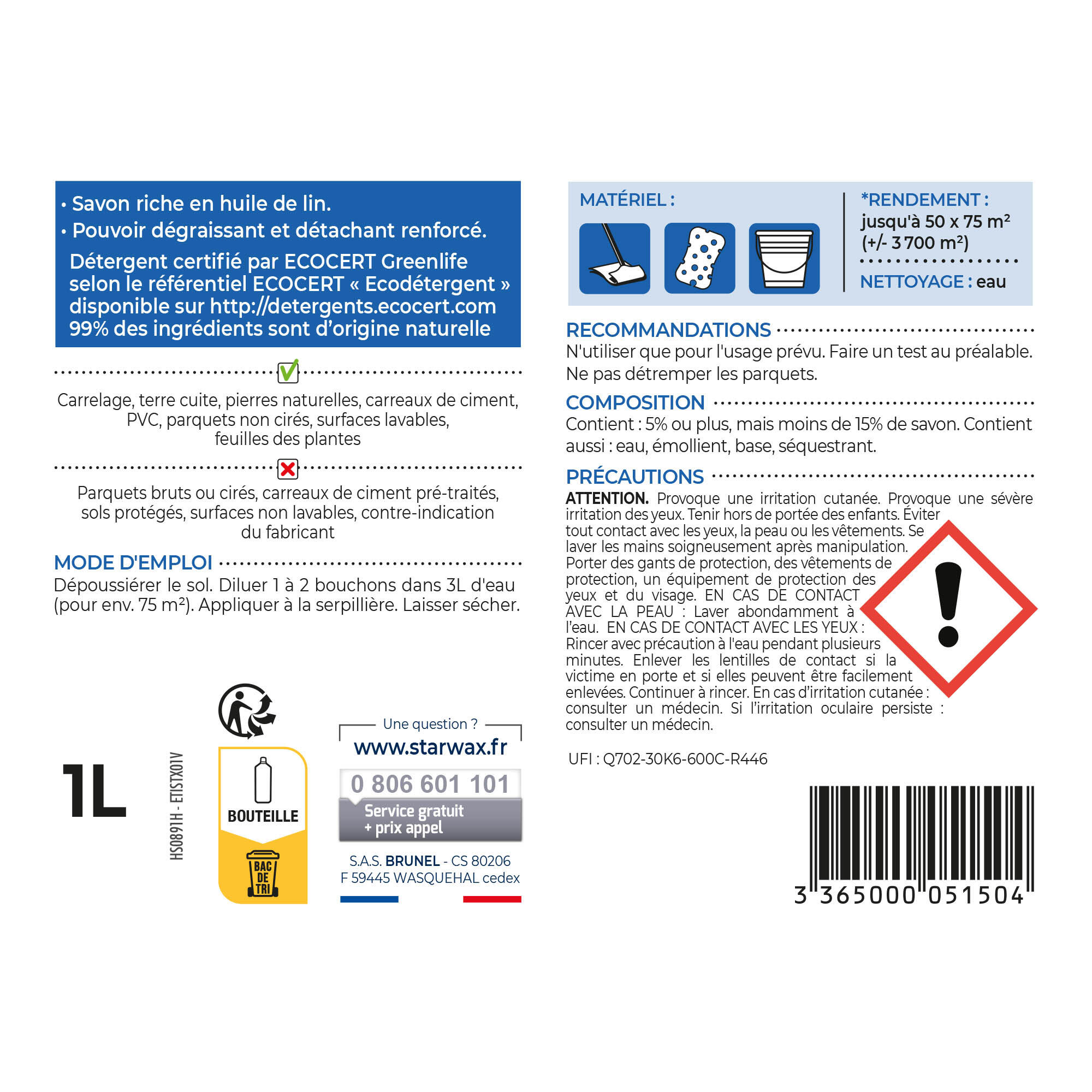Savon noir STARWAX À l'huile de lin, 1L - 6