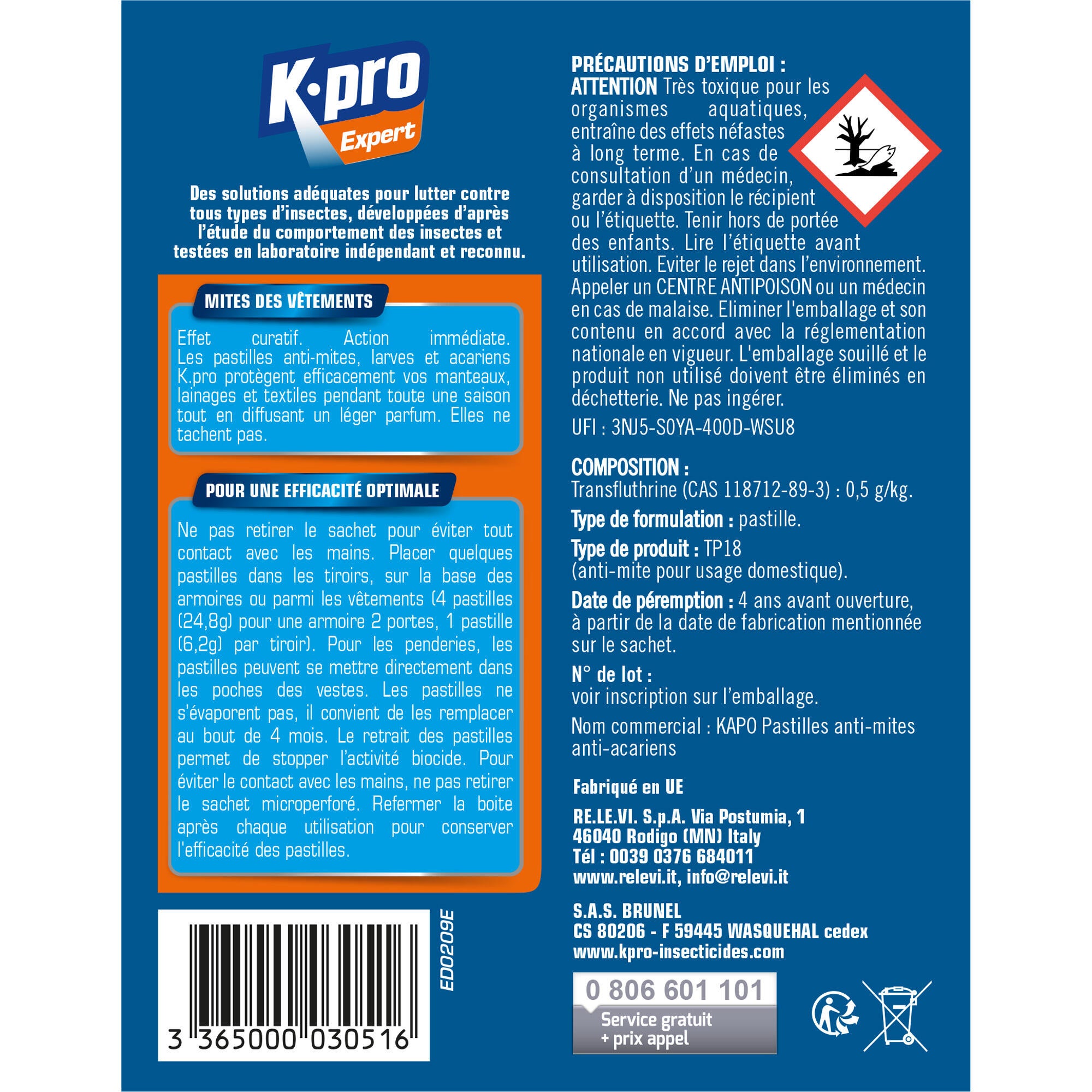 Lot de 20 insecticides mites de vêtement K.PRO - 4