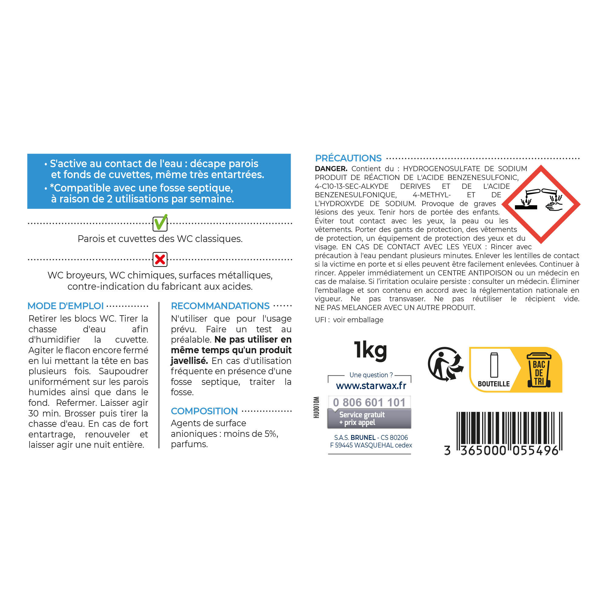 Détartrant STARWAX Poudre surpuissant sanitaire, 1L - 7