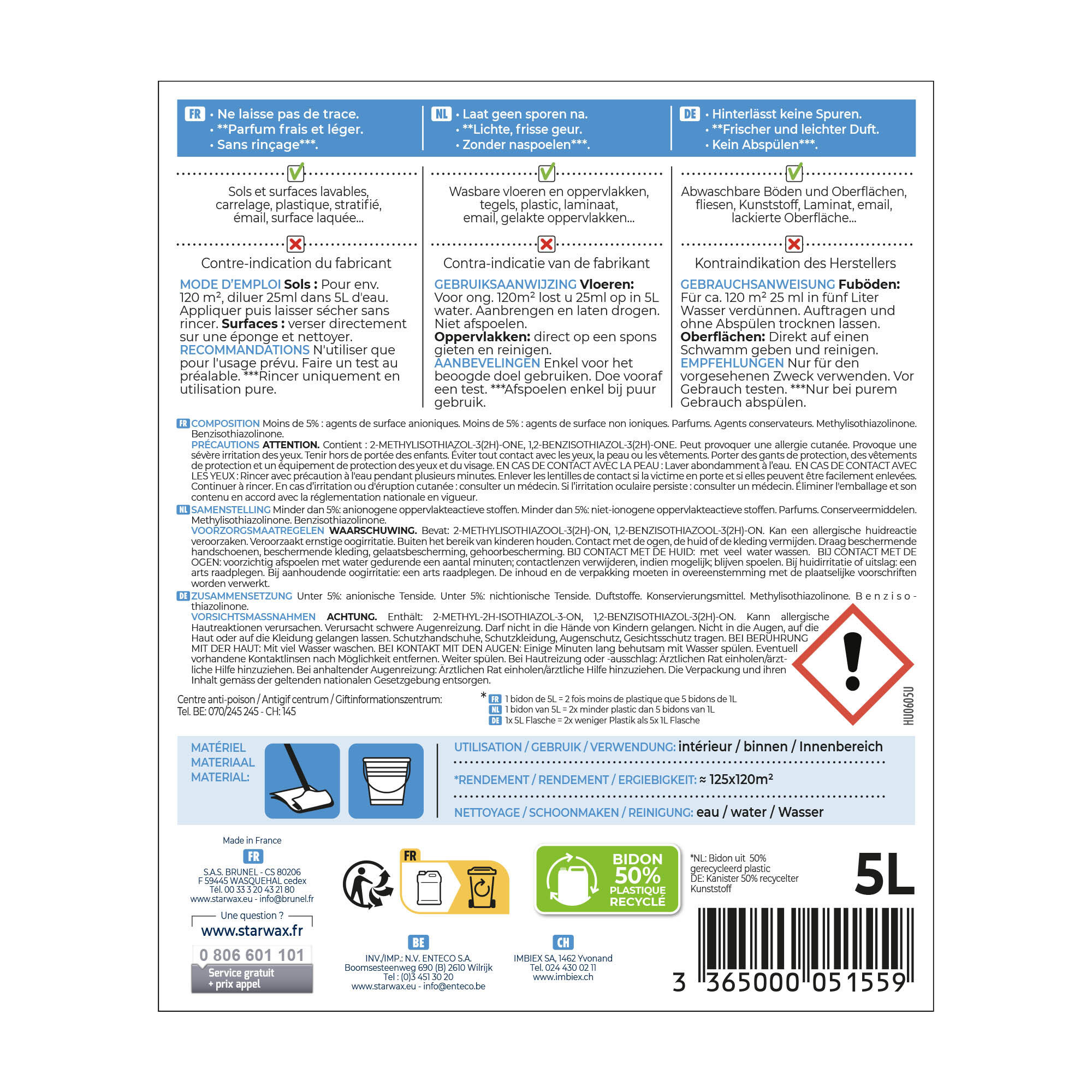 Nettoyant STARWAX Parfumé pin des landes, 5L - 4