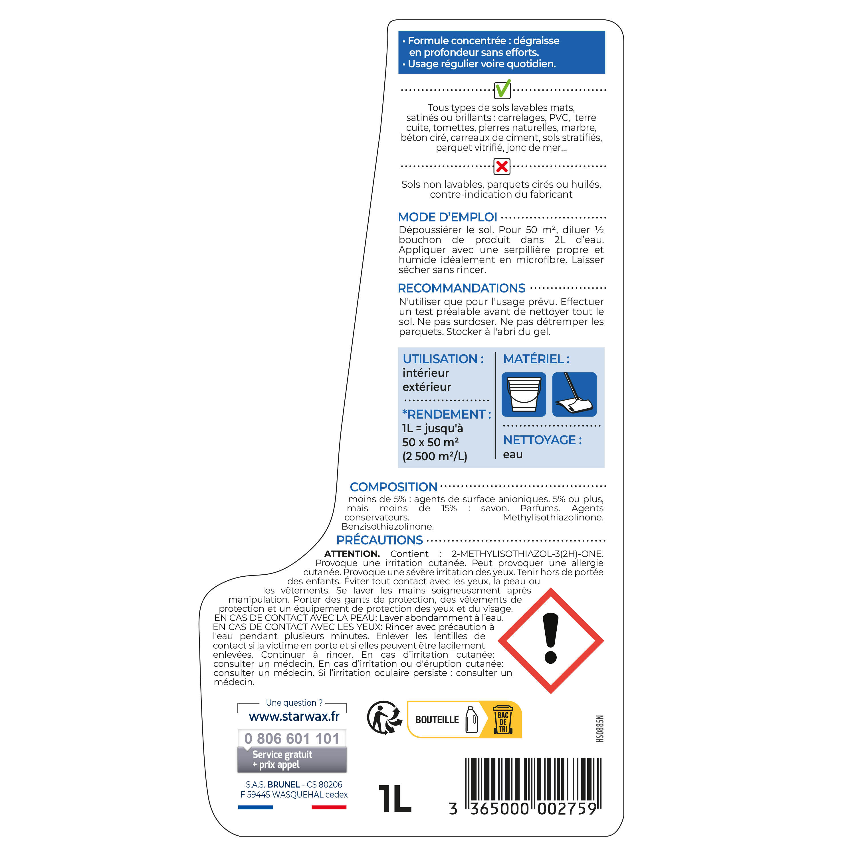 Nettoyant STARWAX Doux tous sols, 1L - 4