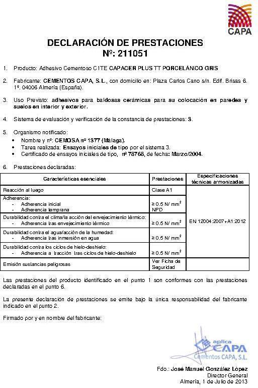 CEMENTO COLA CAPACER PLUS TT PORCELÁNICO 25KG BLANCO - 3