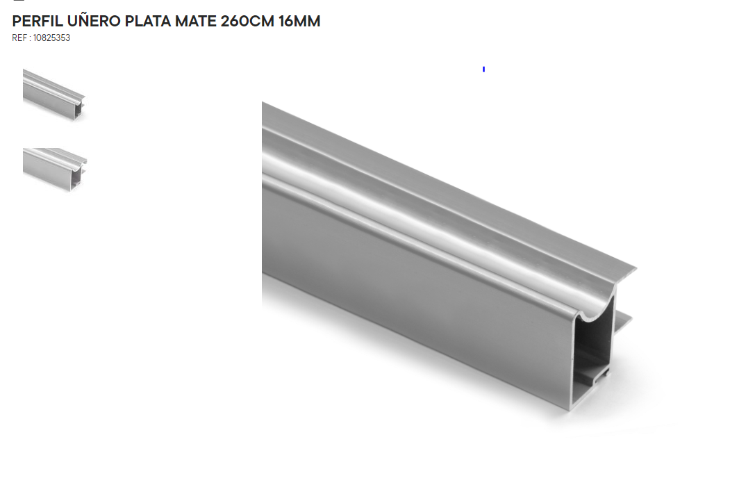 PERFIL UÑERO PLATA MATE 260CM 16MM - 3