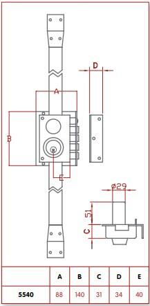 CERRADURA DE SEGURIDAD SOBREPONER MULTIPUNTOS 5540 JIS DERECHA - 2