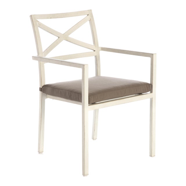 Sedia da giardino con cuscino tortora e braccioli Charlotte struttura in alluminio, seduta in poliestere beige
