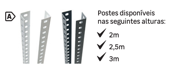 Perfis estantes com parafusos