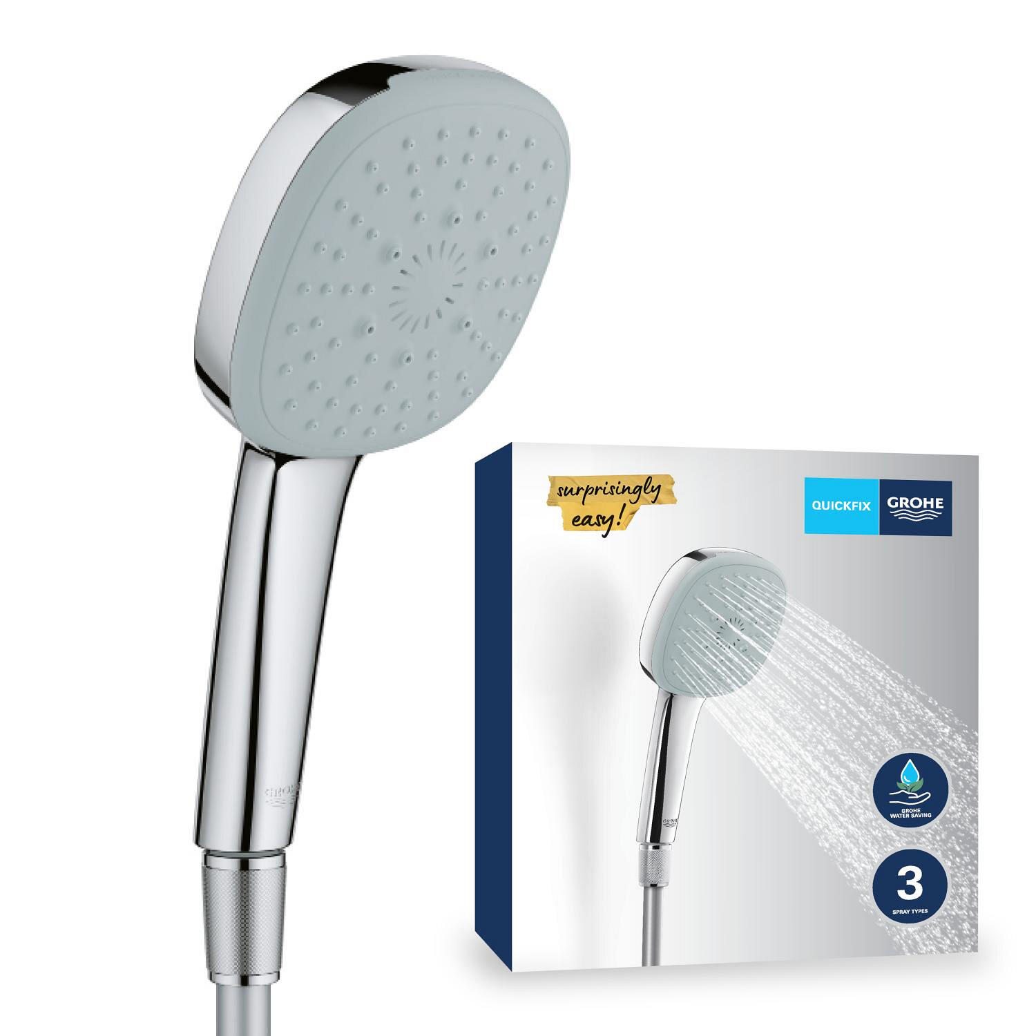 Pommeau de douche 3 jets et flexible, GROHE, Vitalio comfort Clova 3jets - 4