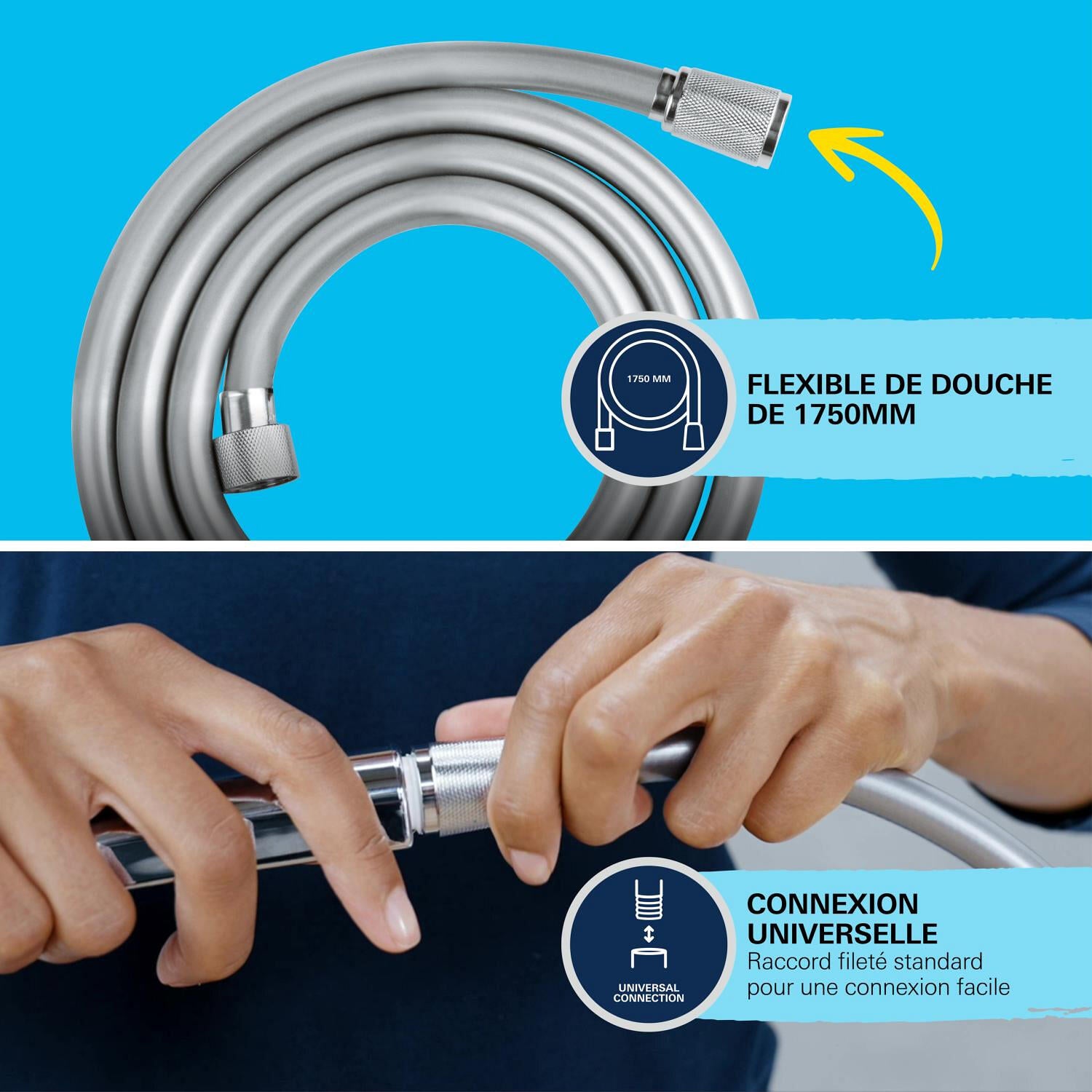 Duo (pommeau de douche et flexible) 3 jet(s) chromé Vitalio comfort clova GROHE - 12