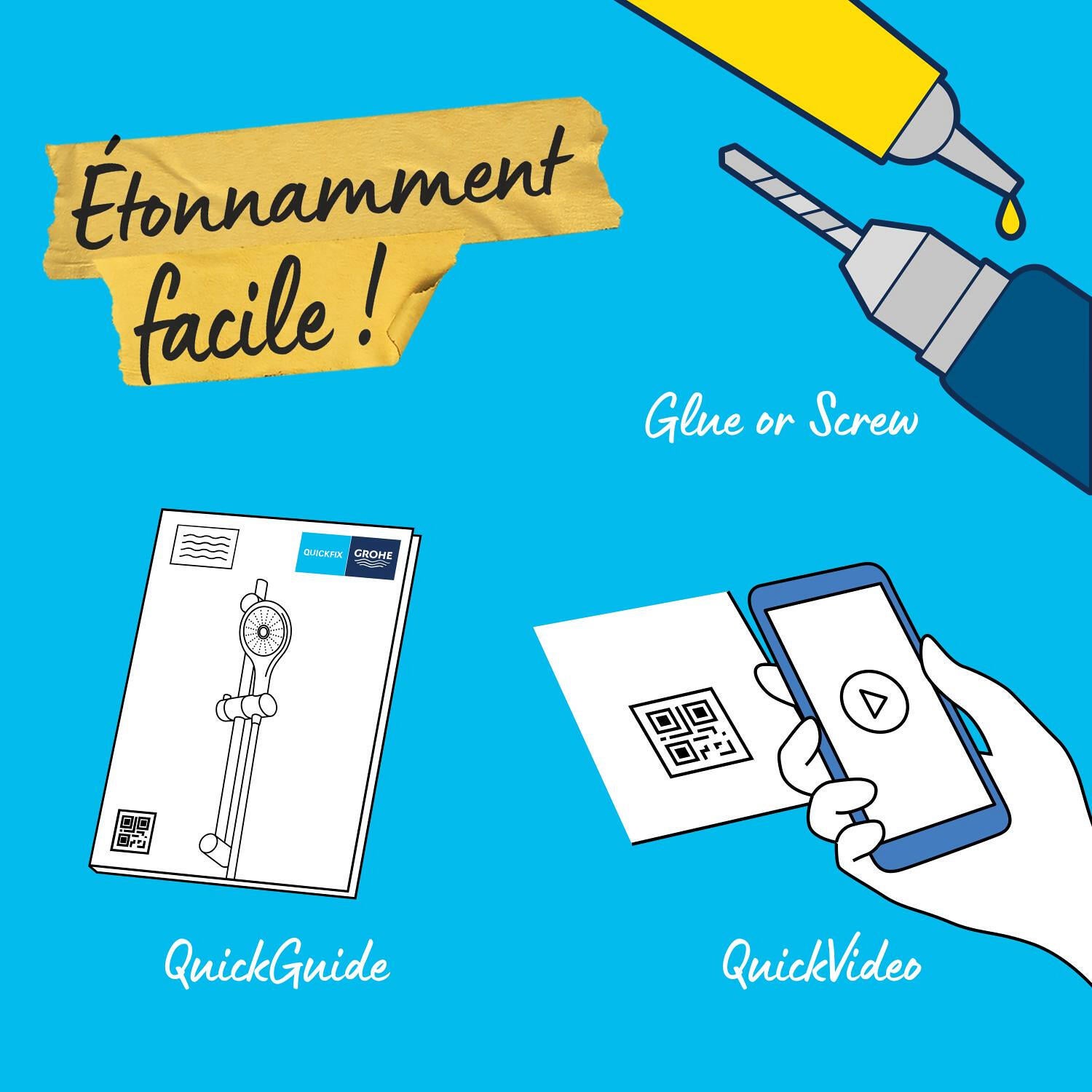 Pommeau de douche avec flexible et barre de douche 3 jet(s) chrome Vitalio comfo - 11