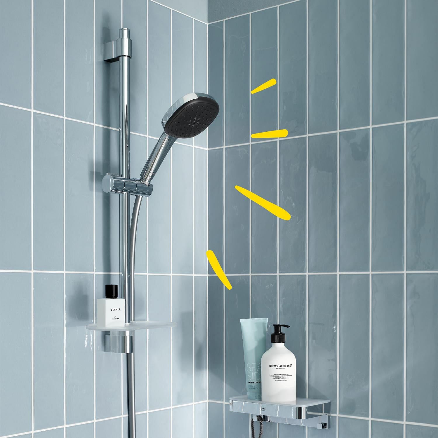 Pommeau de douche avec flexible et barre de douche 3 jet(s) chrome Vitalio comfo - 2