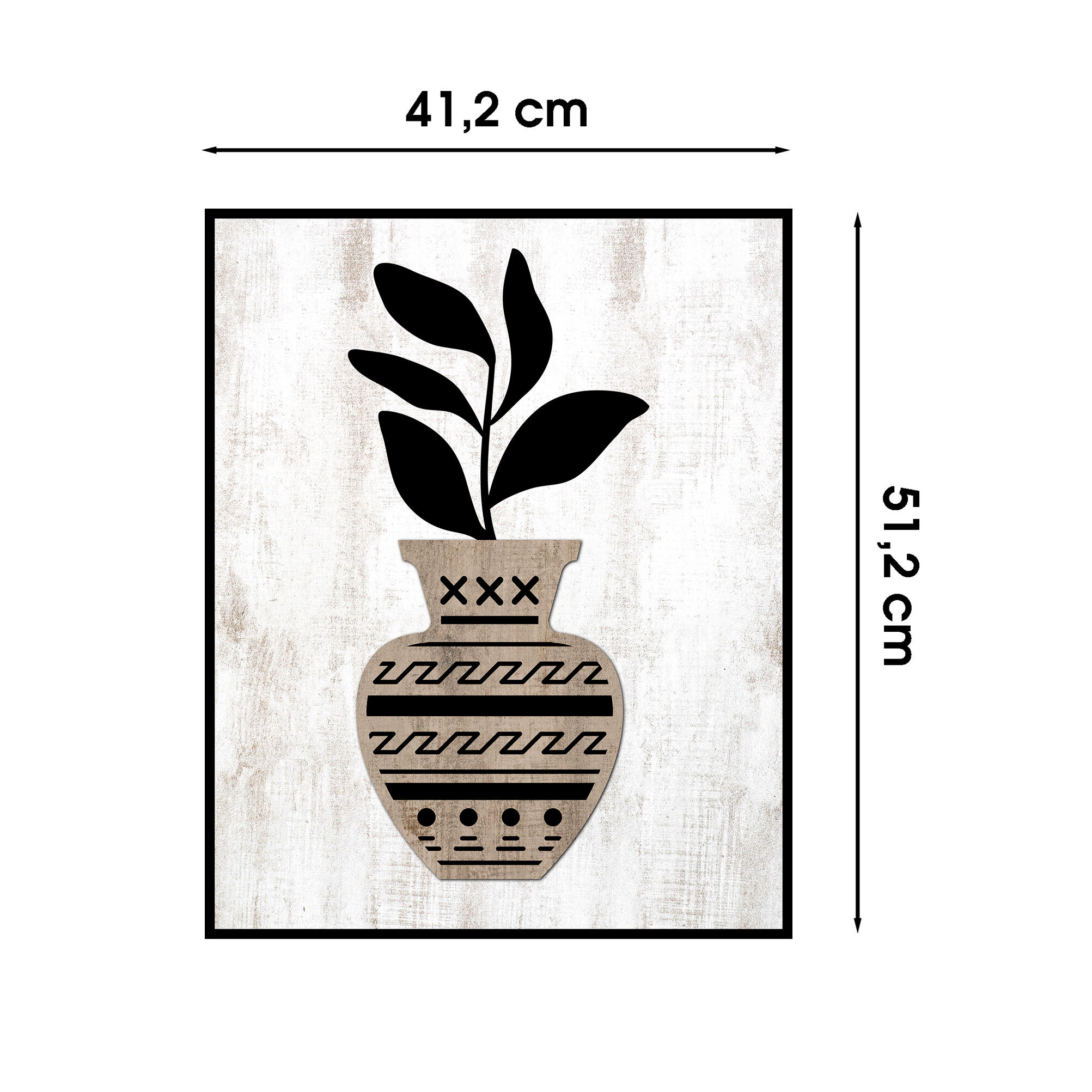Cuadro con marco Jarron Marron Hojas Negras 41 cm x 51 cm - 4