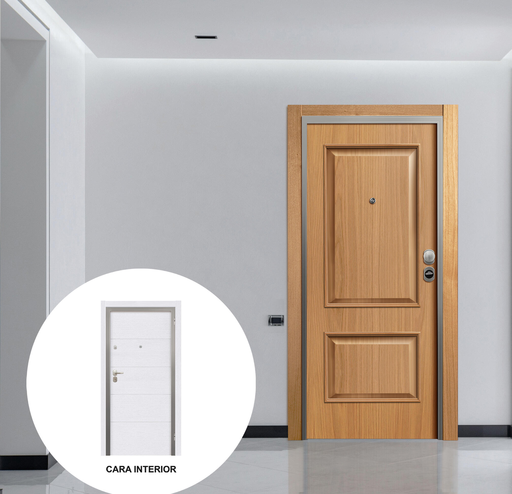 Puerta entrada acorazada omega 2 cuadros sapelly/lucerna nordic bl izda 206x92cm