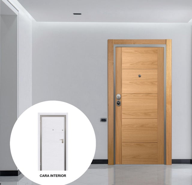 Puerta entrada acorazada Omega Noruega roble/Bari Nordic blanco dcha 206x92cm