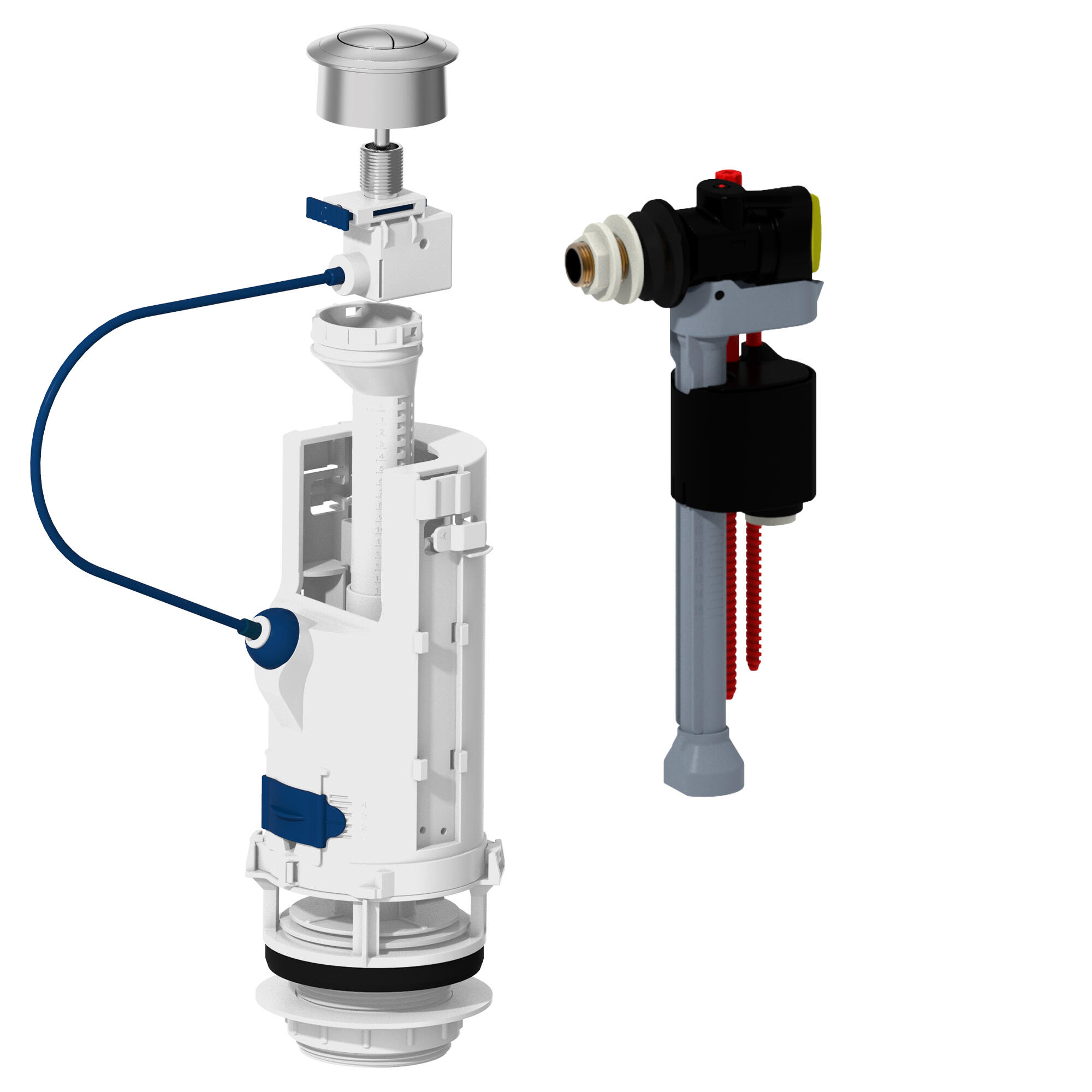 Mécanisme de chasse d'eau pour wc (set de valve) à câble + flotteur - 2