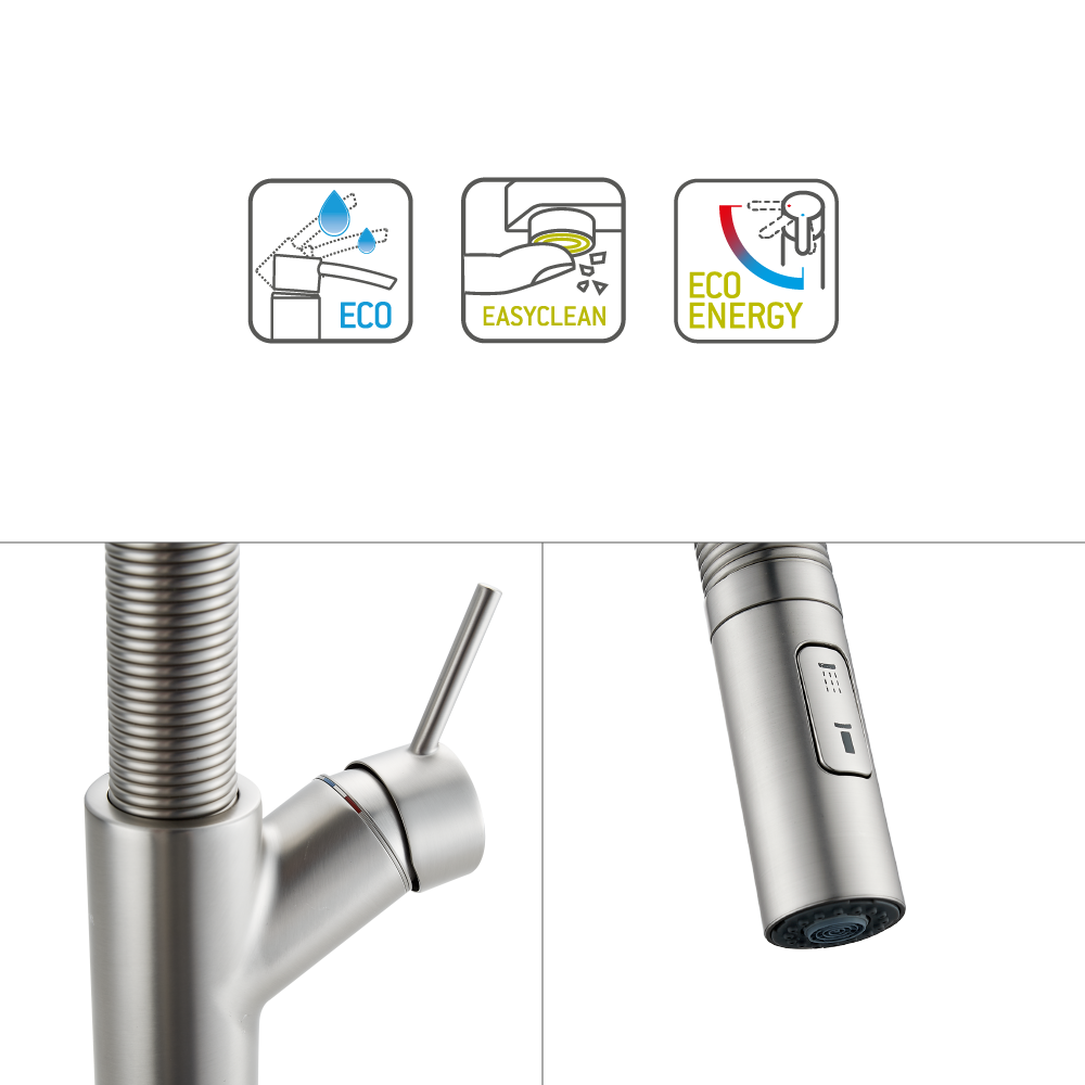 Torneira de bancada flexivel aço escovado Delinia Michigan - 8