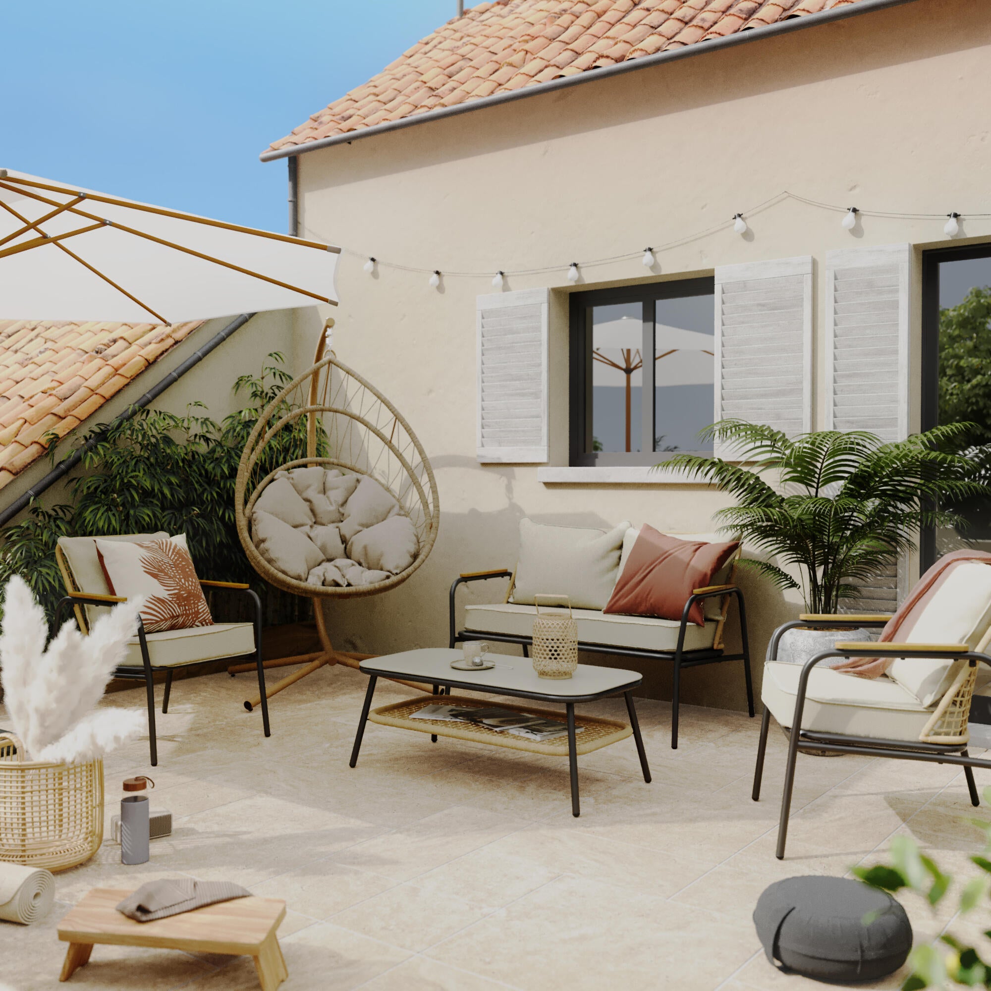 Carrelage sol extérieur effet travertin beige Koos multiformats cm ARTENS - 4