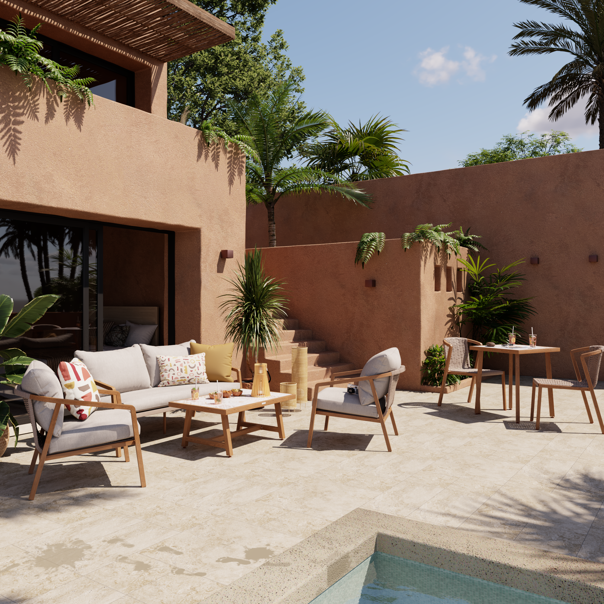 Carrelage sol extérieur effet travertin beige Koos multiformats cm ARTENS - 3