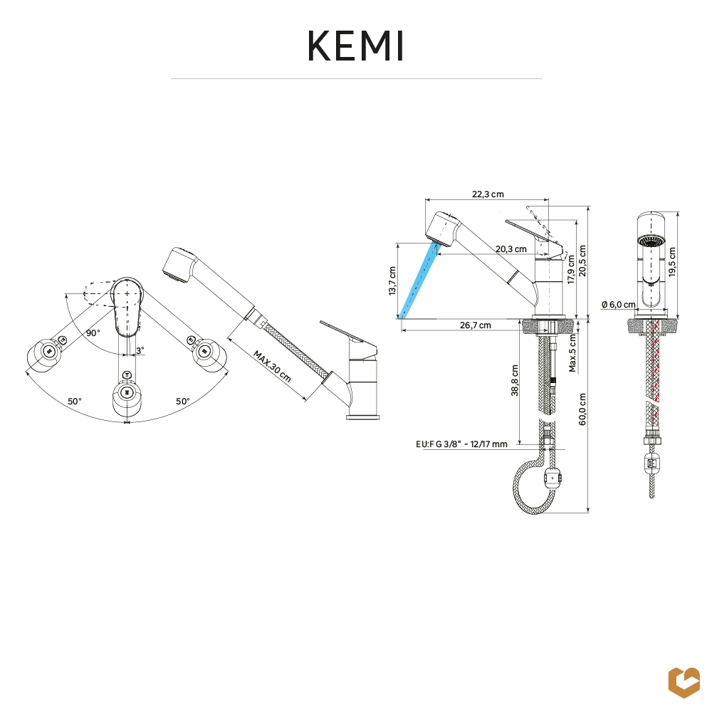 Mitigeur de cuisine chrome, Kemi, DELINIA - 7
