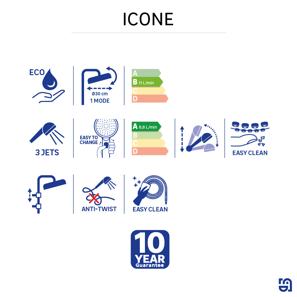 Colonne de salle de bains sans robinetterie, SENSEA Icone, Chrome - 10
