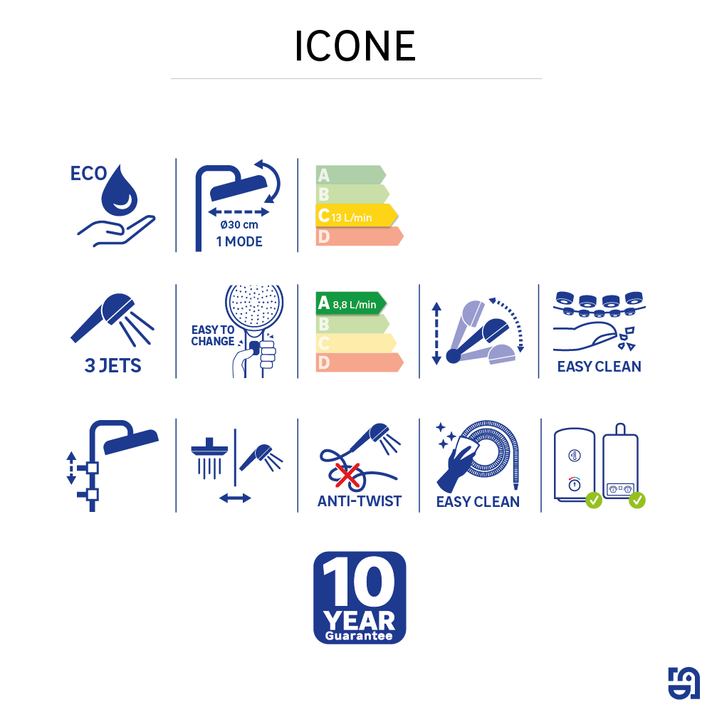 Colonne de douche mécanique, SENSEA Icone, Chrome - 10