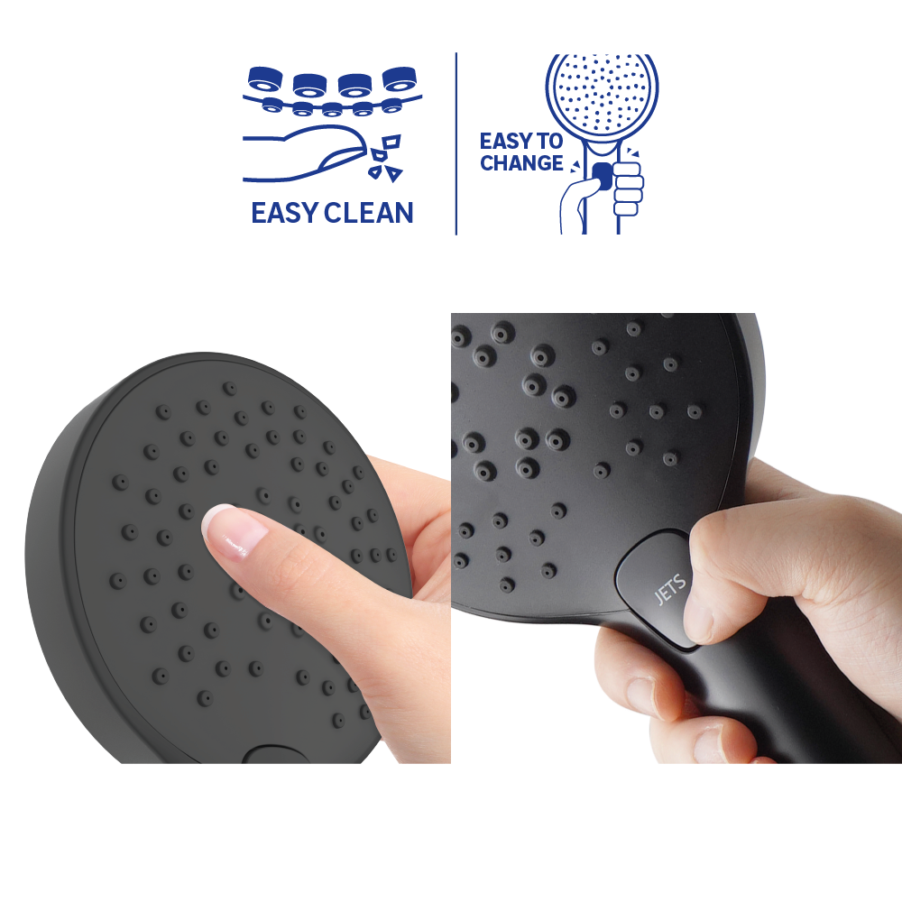 Alcachofa de ducha + flexo + soporte SENSEA Icone negro con 3 funciones - 5