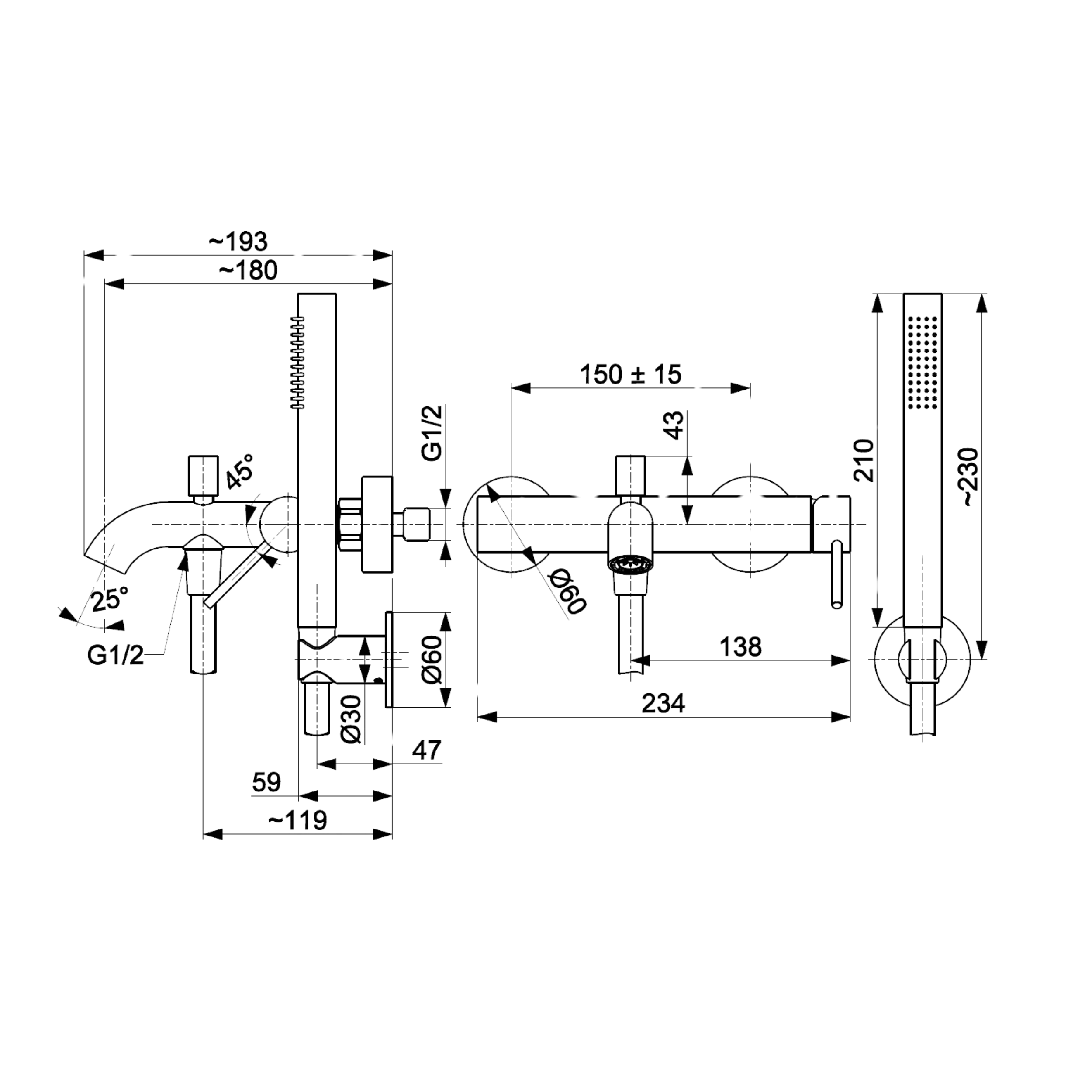 Bateria wannowa srebrna stal nierdzewna Flint KFA Armatura - 6