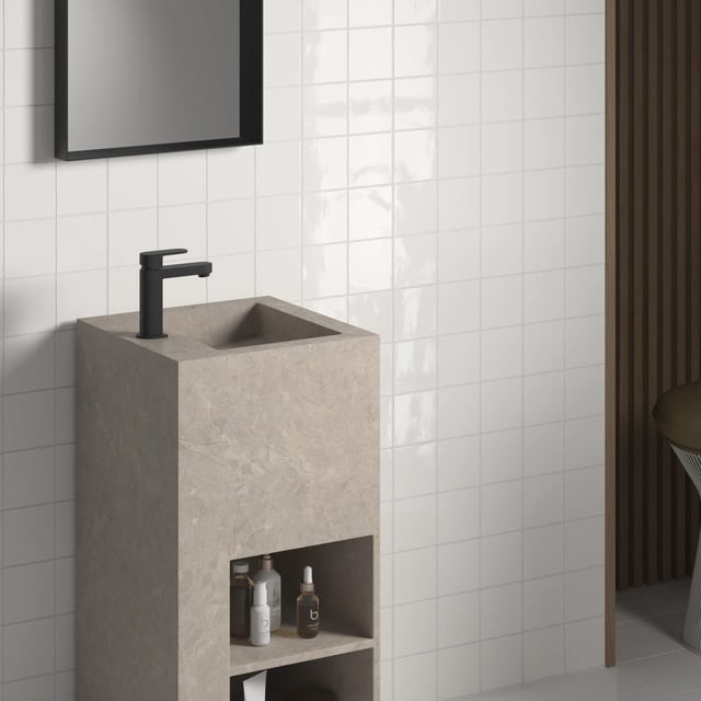 Carrelage mur intérieur effet zellige blanc Bakerstreet l.10 x L.10 cm