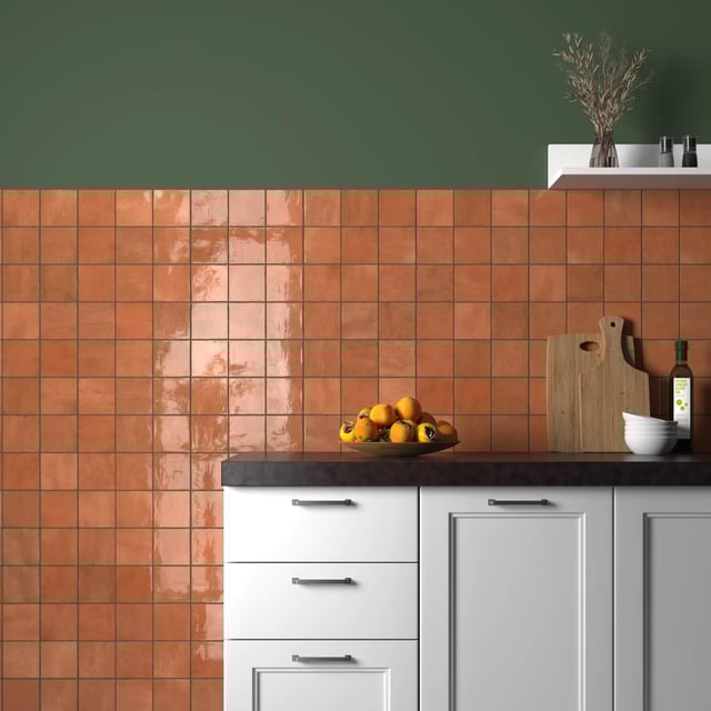 Carrelage mur intérieur effet zellige terracotta Bakerstreet l.10 x L.10 cm