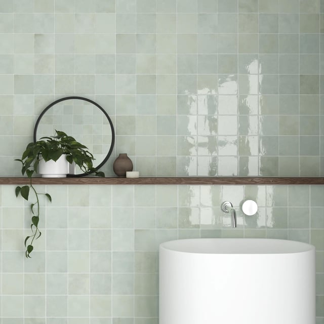 Carrelage mur intérieur effet zellige vert Bakerstreet l.10 x L.10 cm