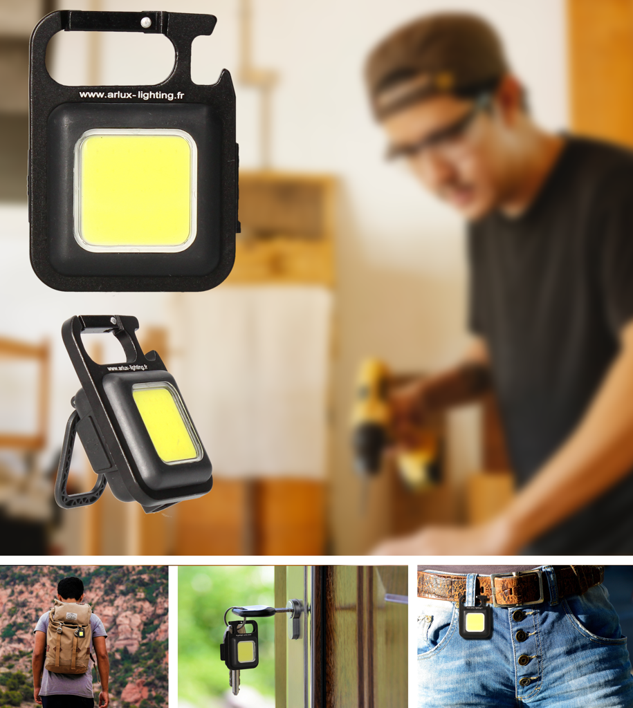 Mini baladeuse rechargeable porte clé, 330 lumens, 5 W, NOIR ARLUX - 6
