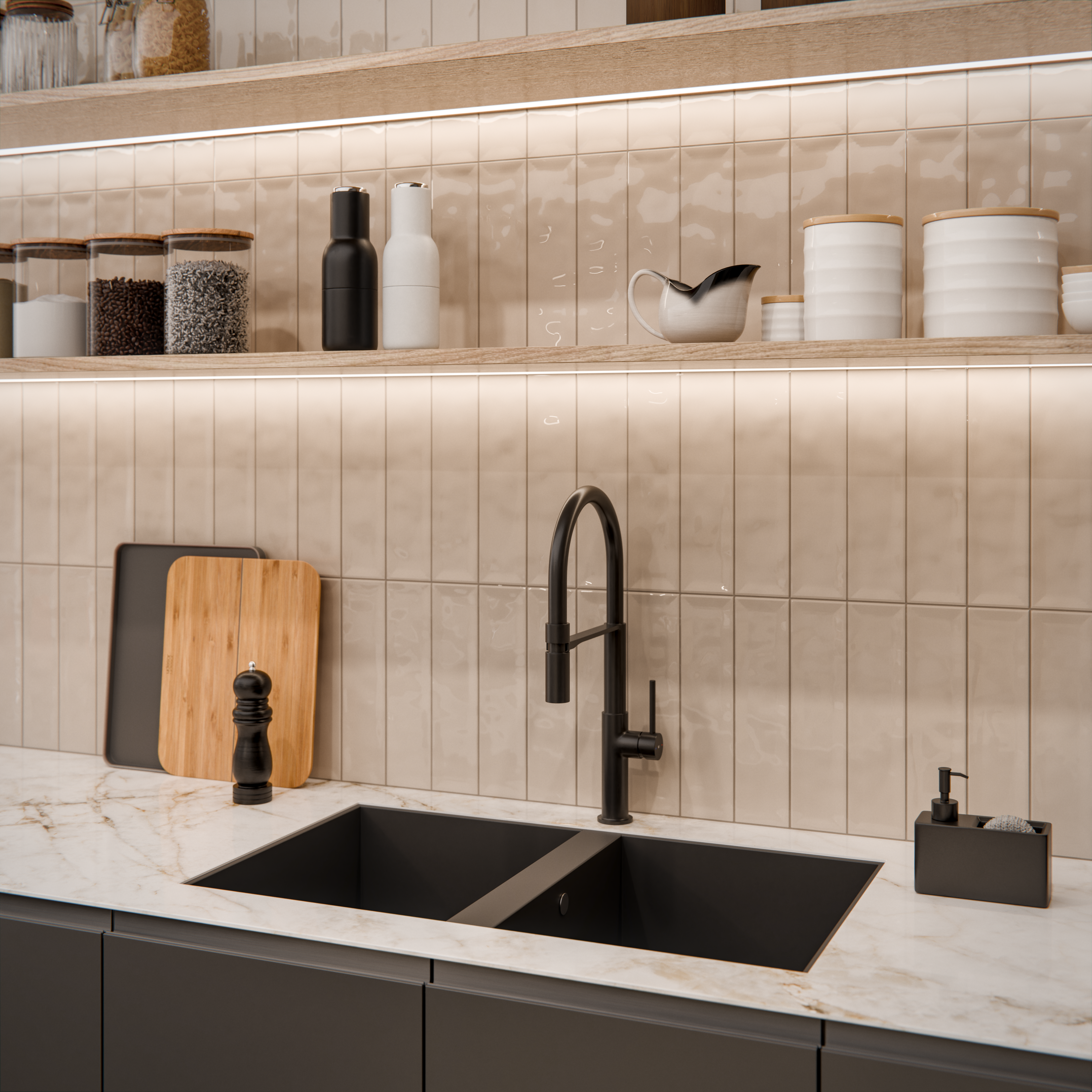 Doseador de detergente da louça com suporte e esponja preto - 7