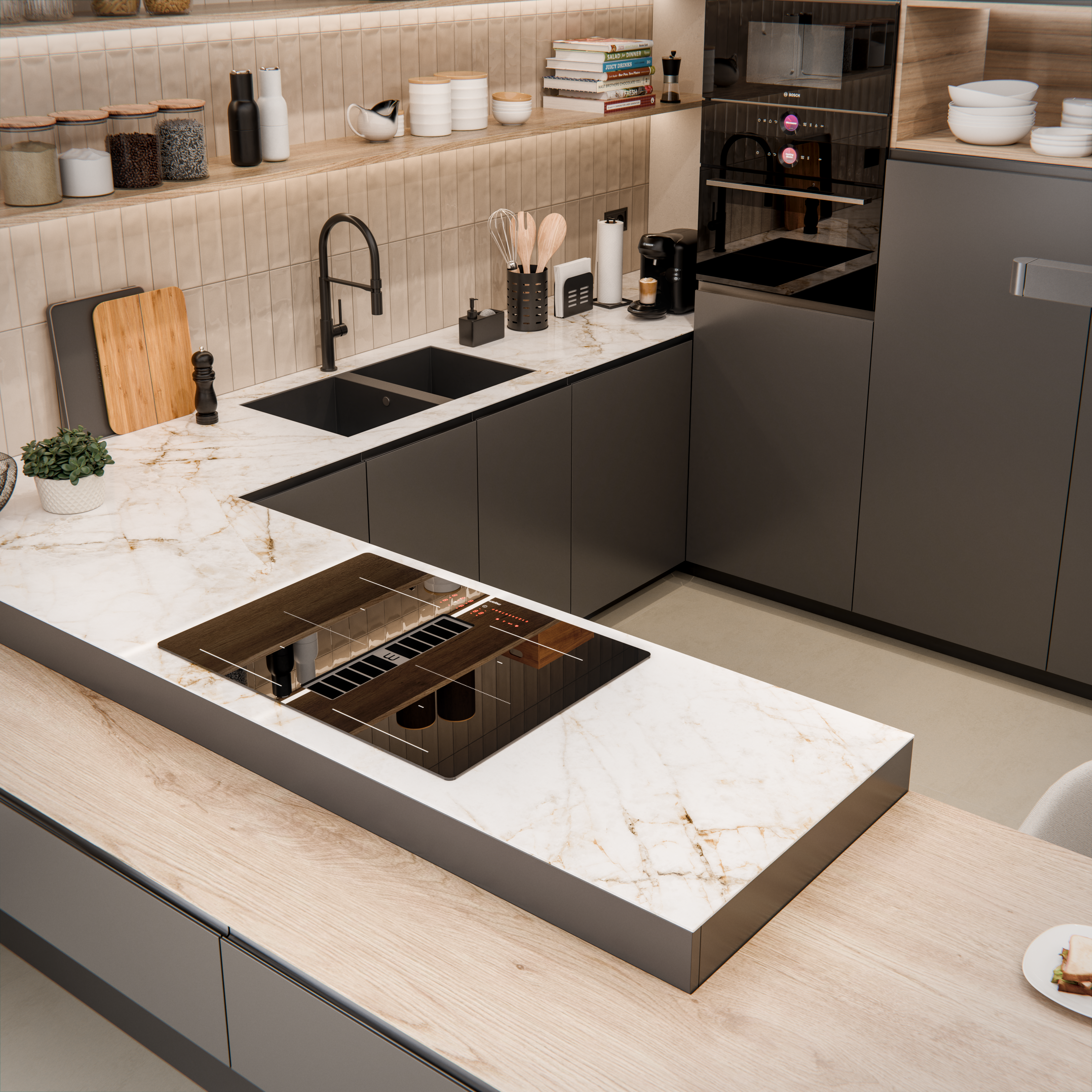 Horno compacto multifunción BOSCH CBG7341B1 47L Aqualisis negro Clase A+ - 6