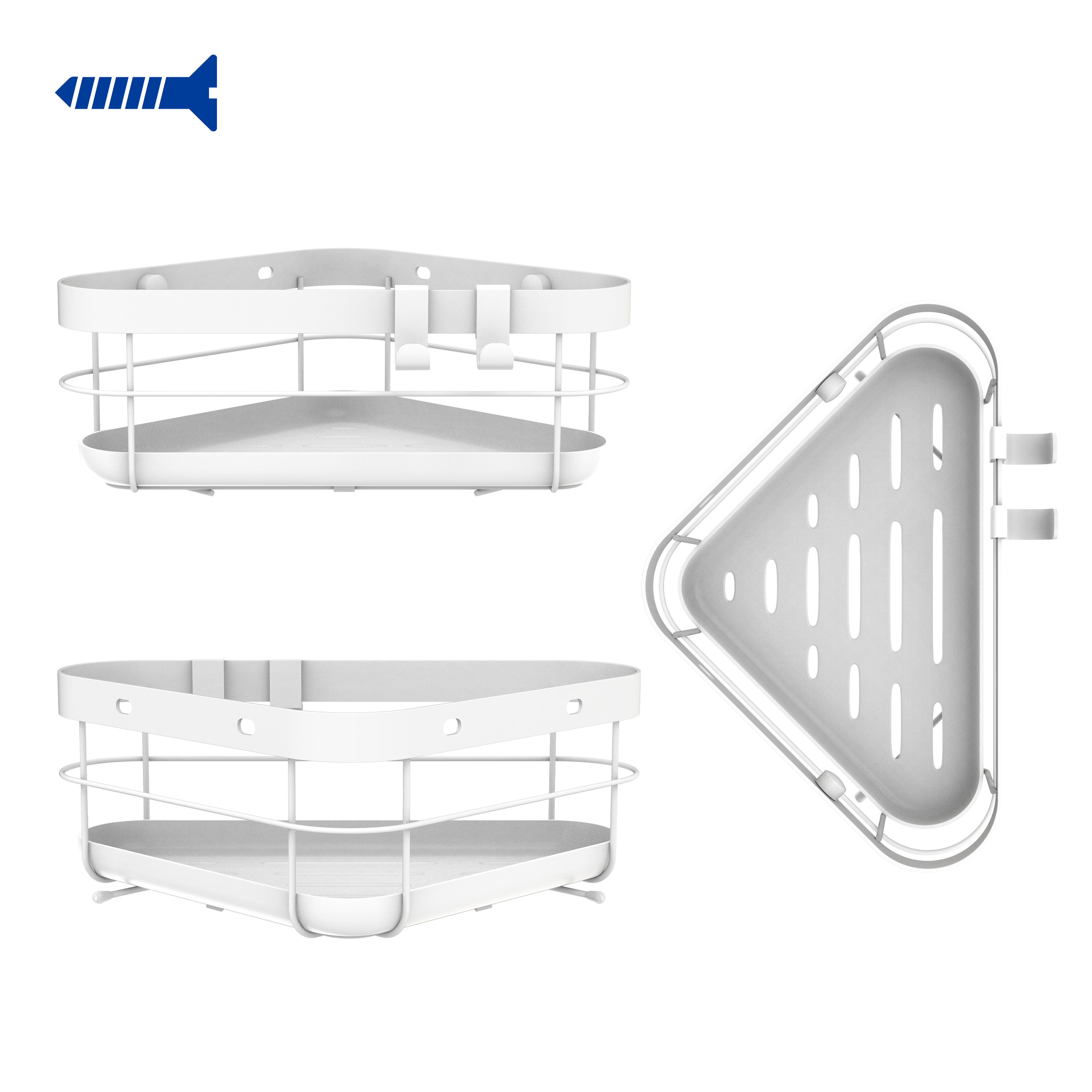 Etagère de douche d'angle blanche à visser ou à coller au mur remix SENSEA - 4