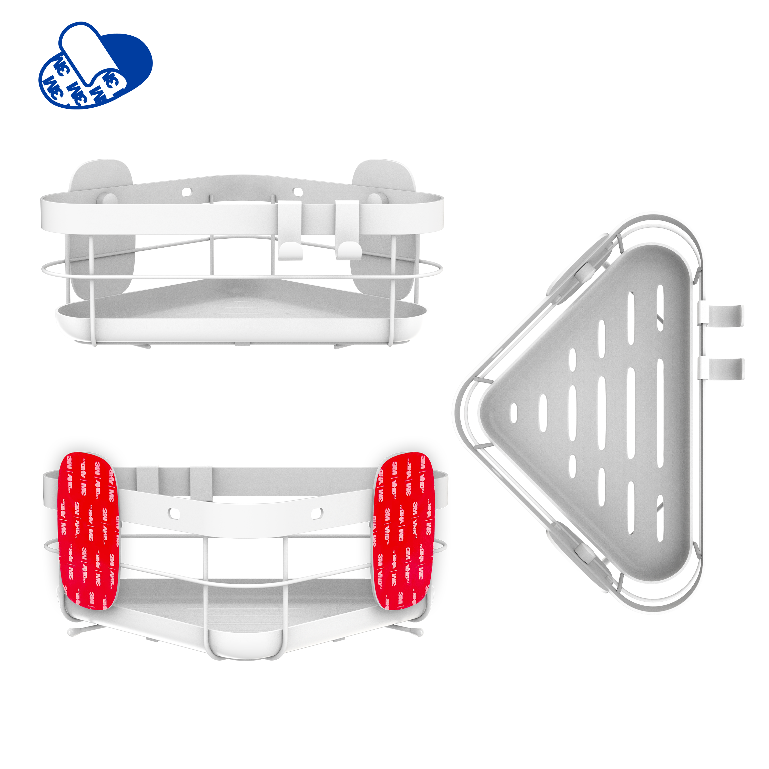 Etagère de douche d'angle blanche à visser ou à coller au mur remix SENSEA - 10