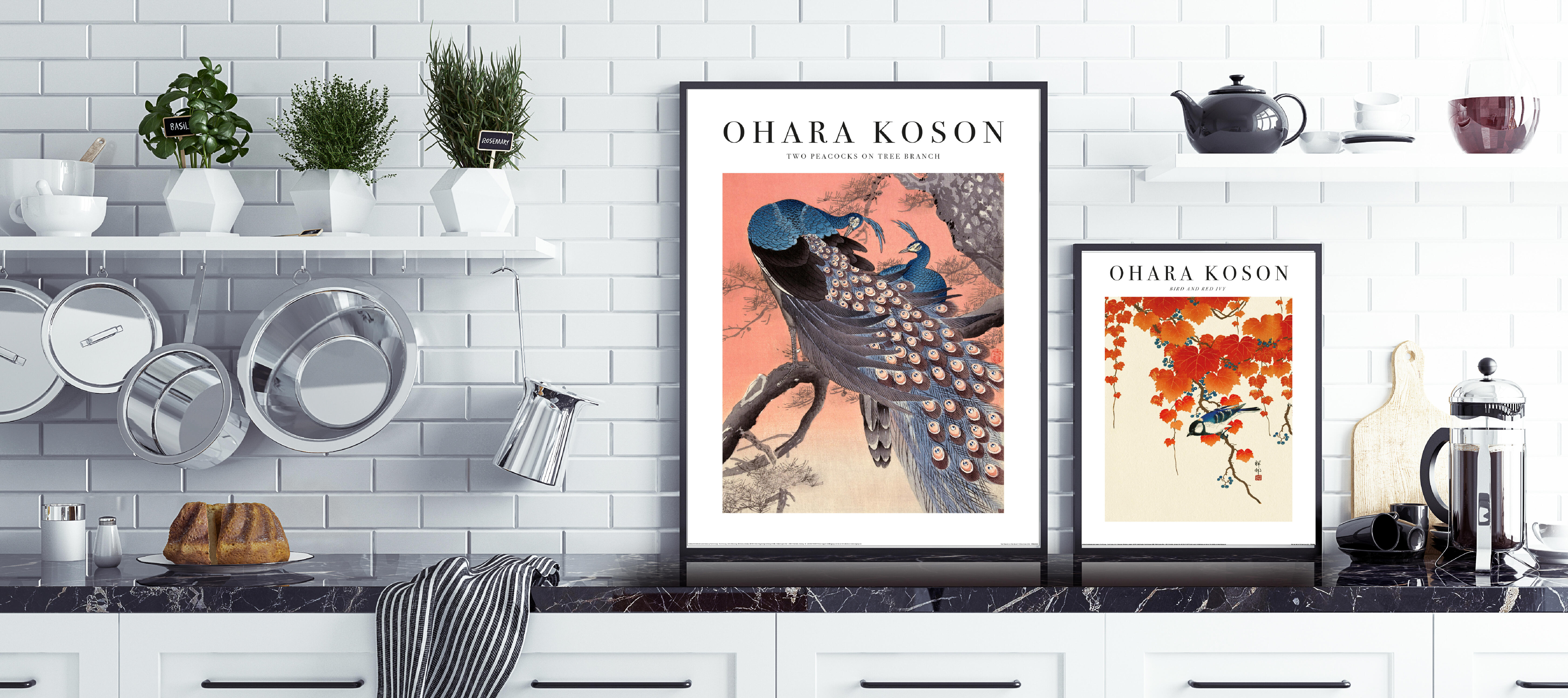 Affiche Ohara Koson bird and red ivy, multicouleur EDITIONS BRAUN l.40 x H.50 cm - 2