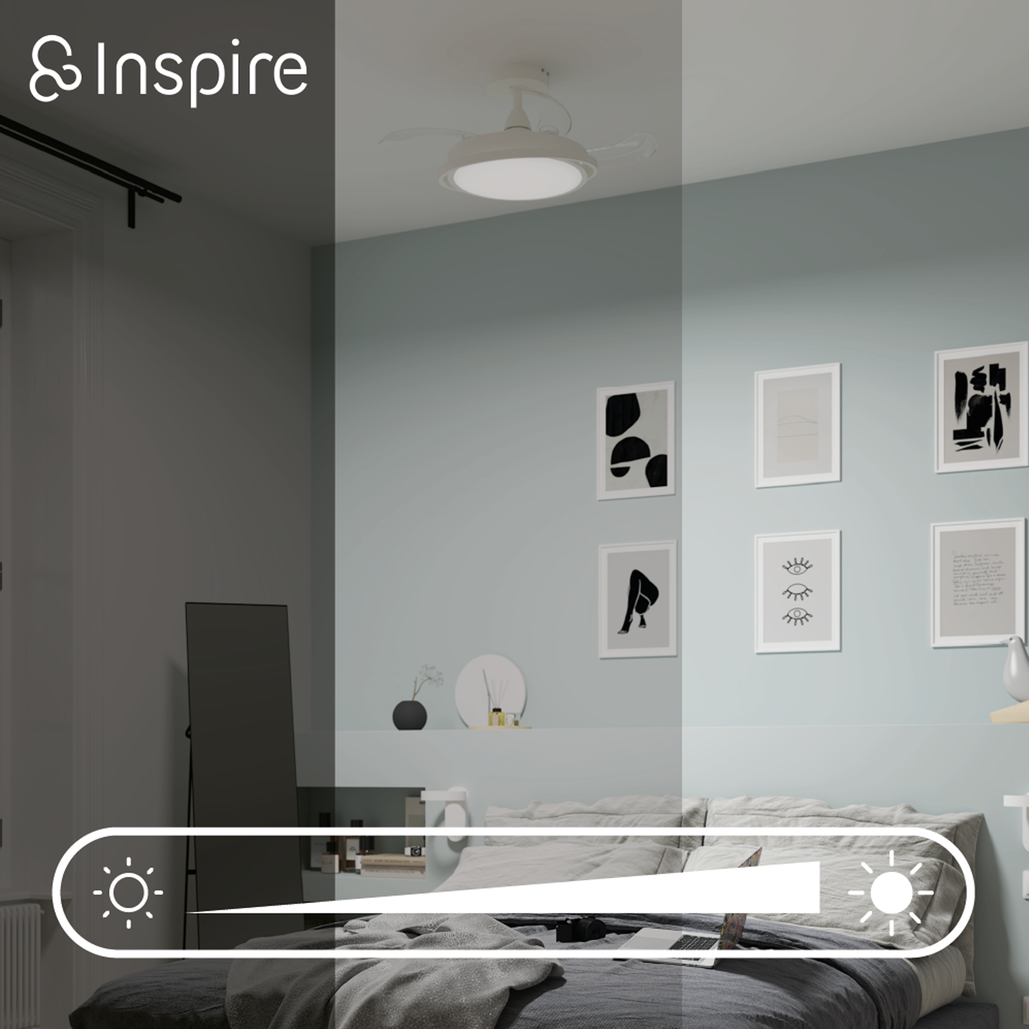 Ventilador de techo con luz silencioso DC 40W con mando ø91 cm Rosak blanco luz CCT 4 aspas retráctiles tipo lámpara| 6 velocidades| modo verano/invierno| temporizador| brisa| recomendado para <13m² - 12