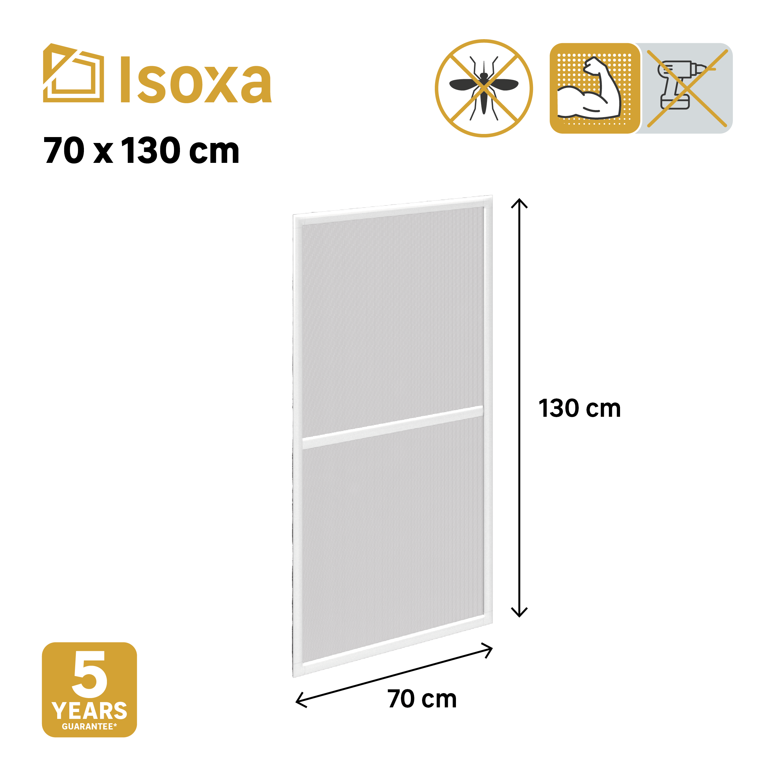 Mosquitera corredera 70x130cm aluminio recortable blanco para ventana tela fibra de vidrio Isoxa - 2