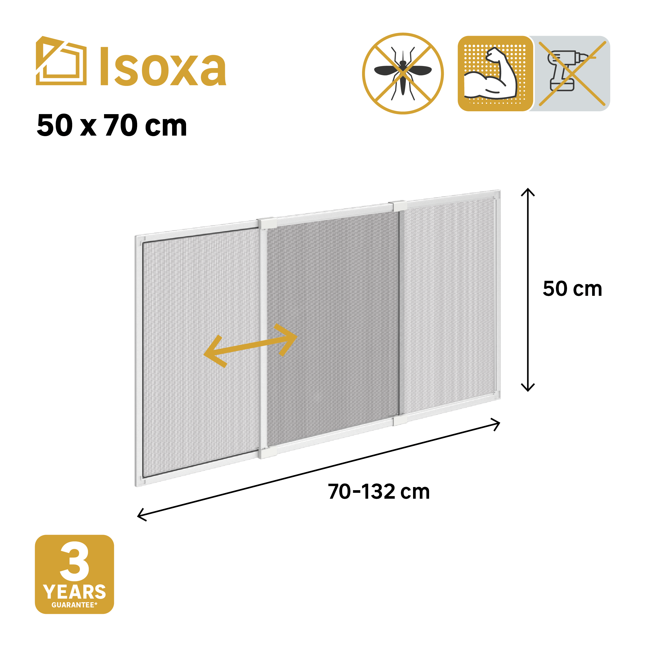 Mosquitera extensible aluminio blanco para ventana tela fibra 50x70-132cm Isoxa - 2