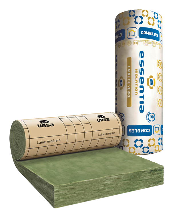 Rouleau de laine de verre URSA Essentia 40 rp (24x1) 5000x1200x200f, Ep.200mm, 5