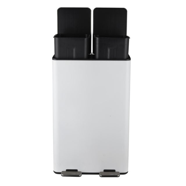 Cubo de la basura con pedal ALIYA 2x30L blanco mate