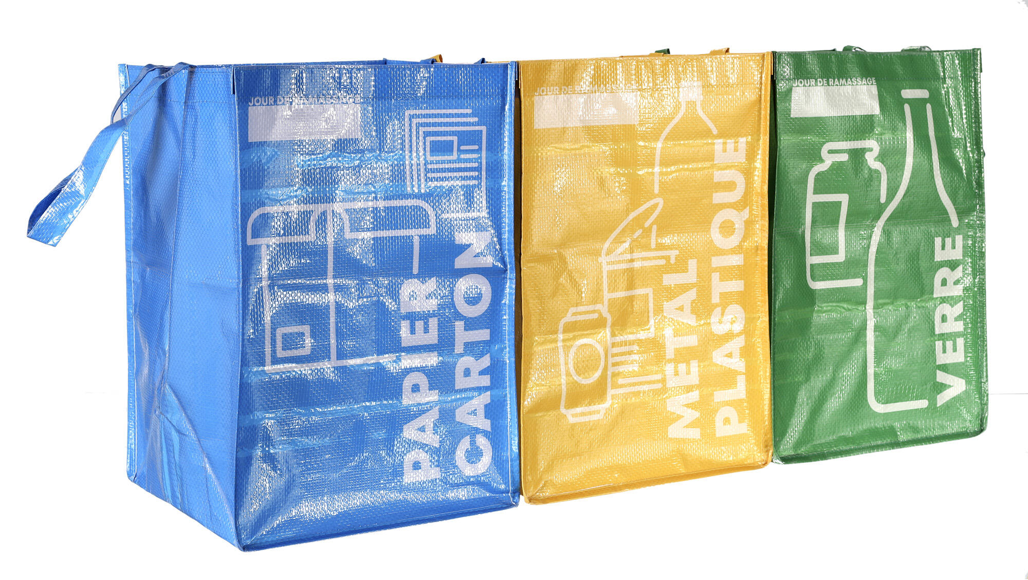 Set de 3 bolsas reciclaje de colores