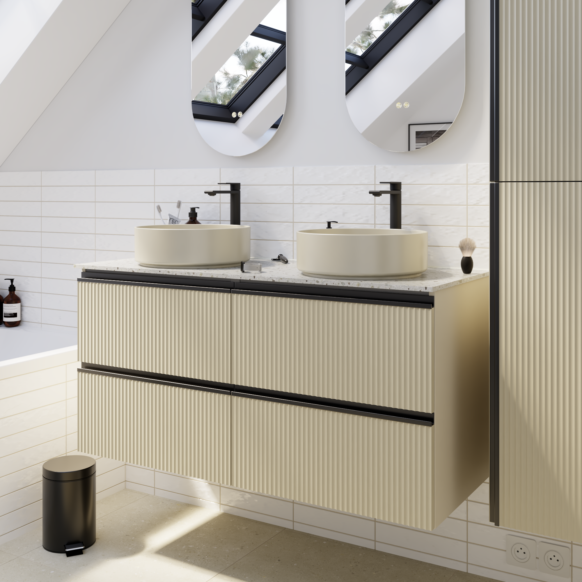 Top per lavabo Studio SENSEA L 121 x H 1.2 x P 49 cm grigio truciolare, opaco - 2