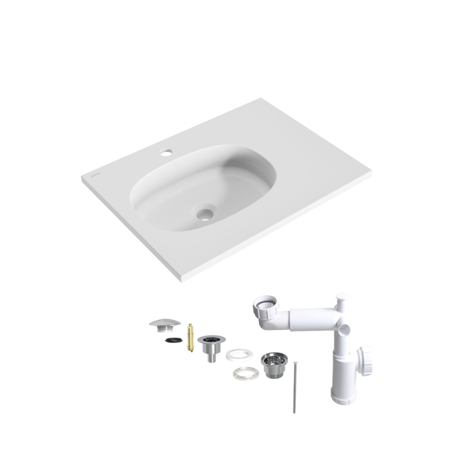 Plan simple vasque à gauche Modern résine composite minérale avec revêtement gel