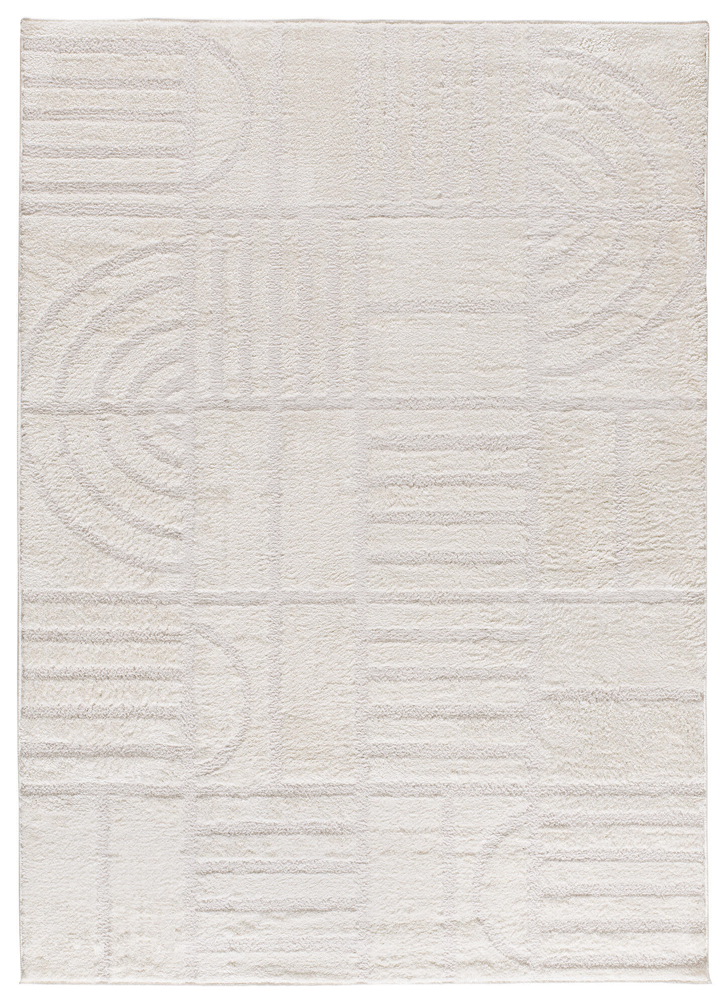 Alfombra poliéster pelo medio blanche 8630 con líneas blanco 140x200cm