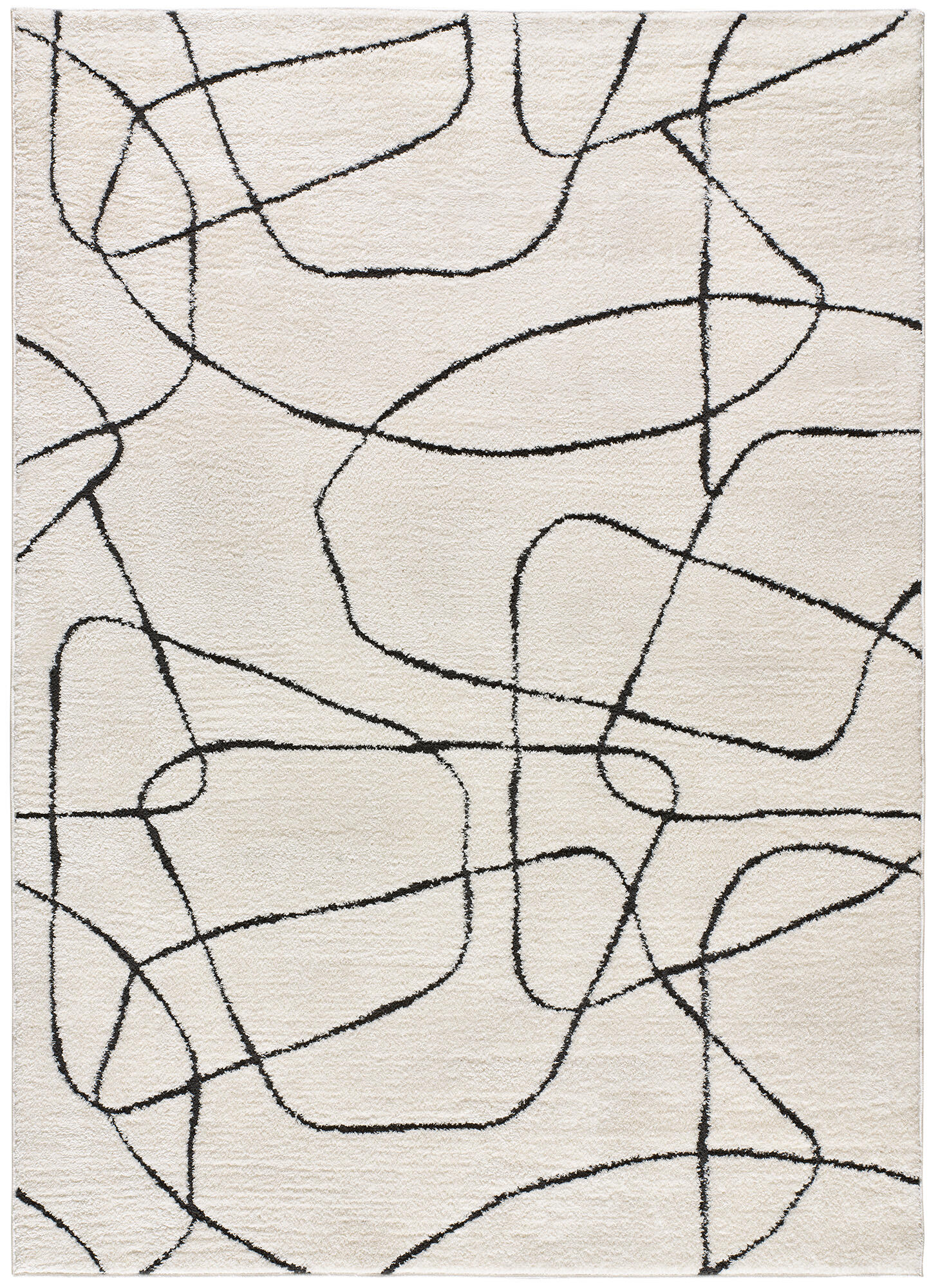 Alfombra poliéster pelo medio blanche 8522 con líneas blanco 80x150cm