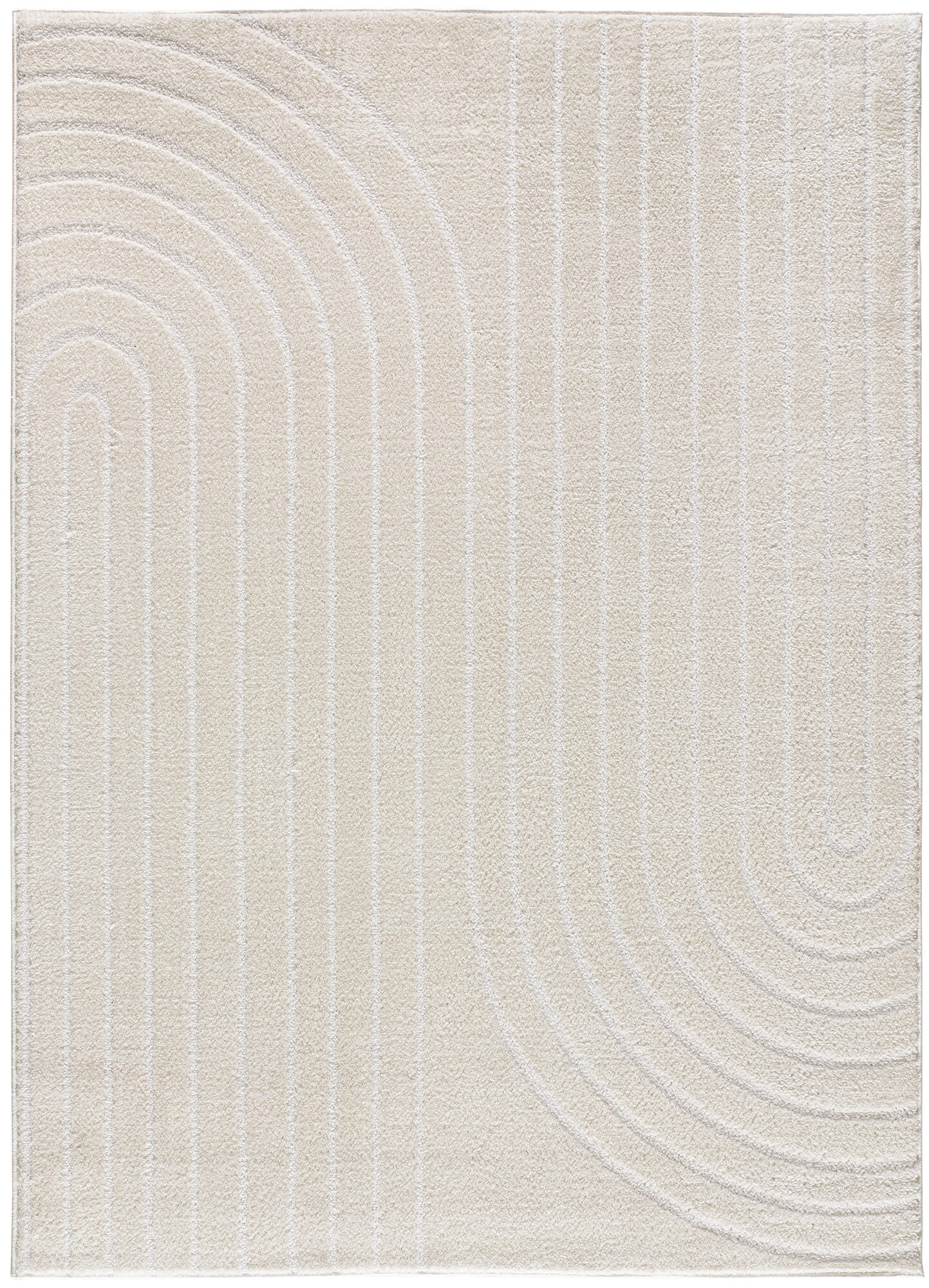 Alfombra poliéster pelo medio blanche 8583 con líneas blanco 80x150cm