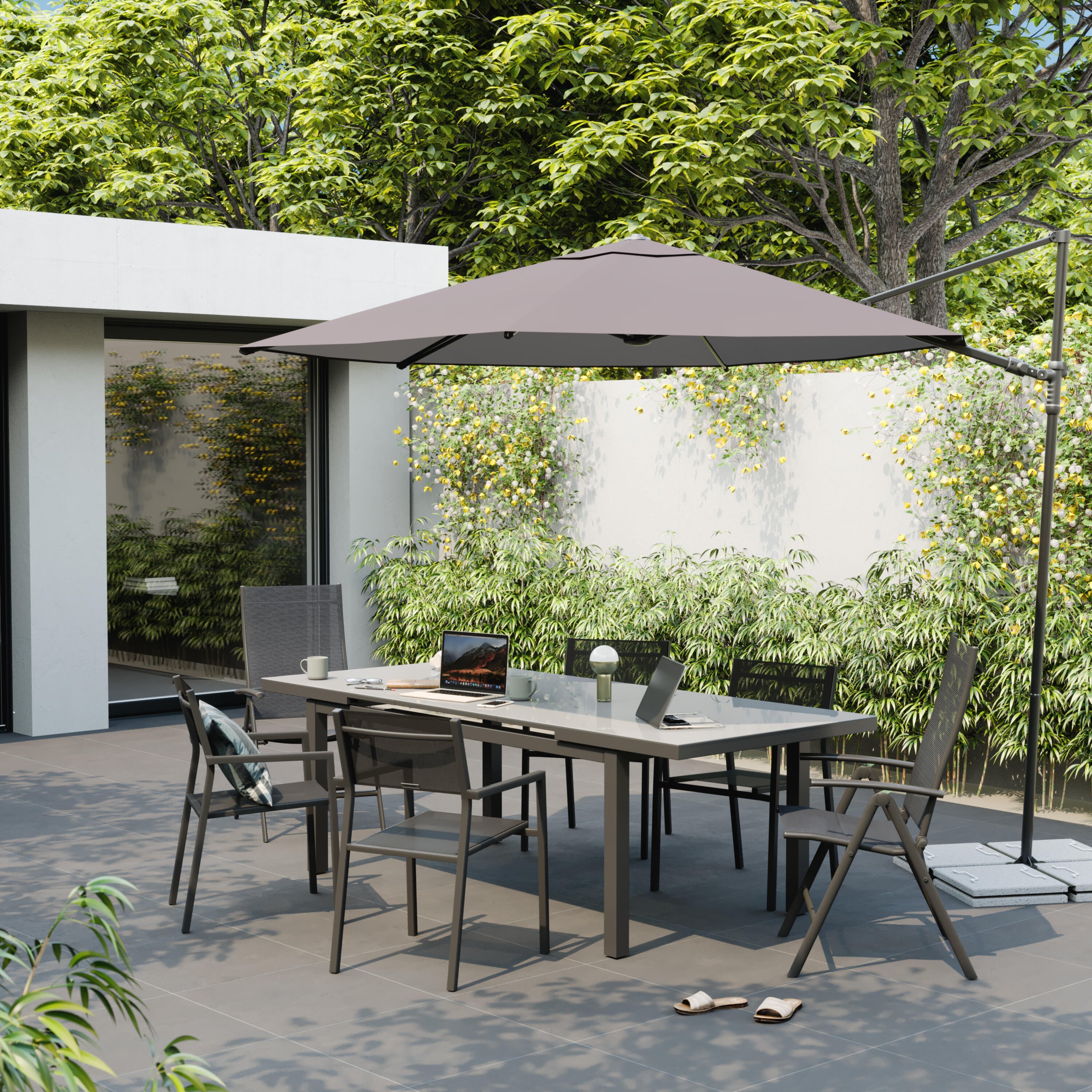 Chapéu de sol excêntrico ⌀ 290 cm cinzento Polar II - 5