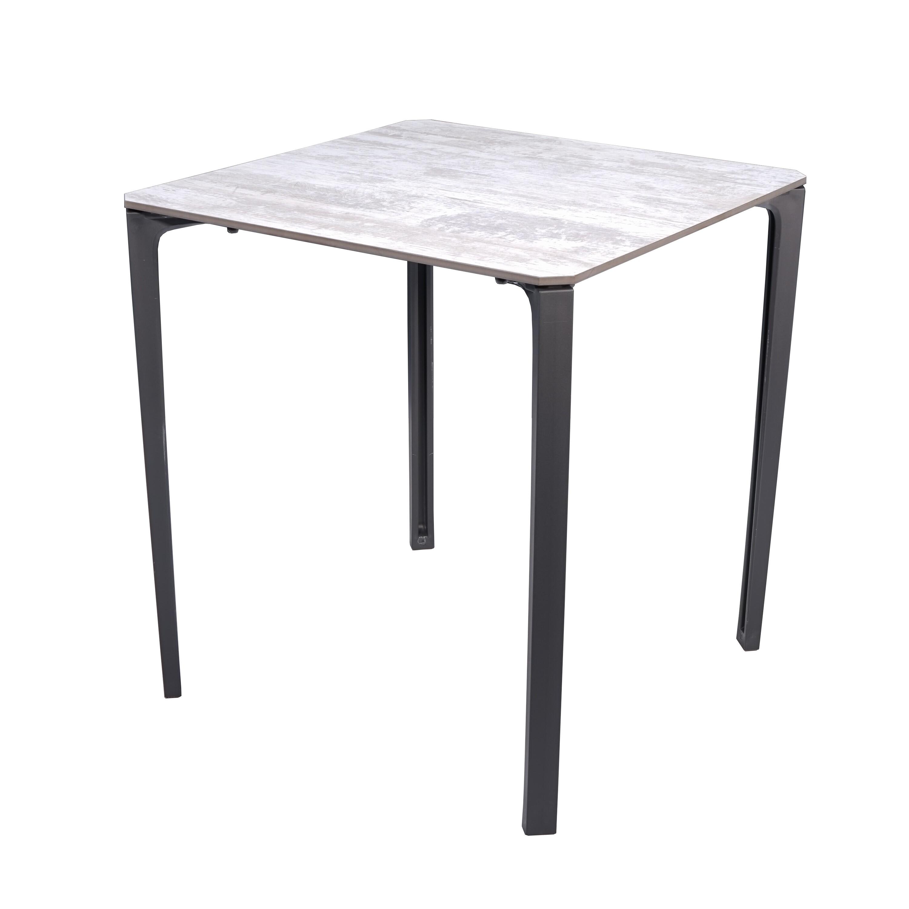 Mesa de centro de jardín de aluminio horeca madera lavada marrón de 68x73x68 cm